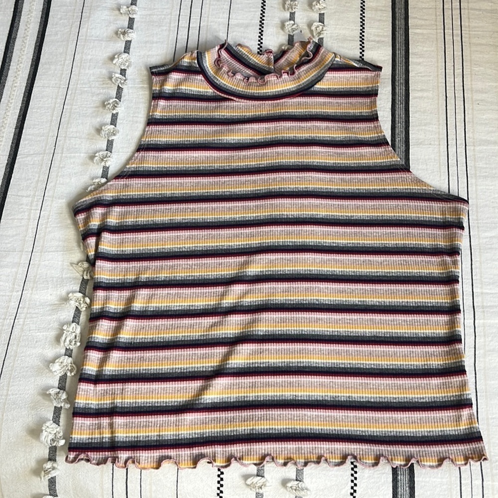 Candies • striped lettuce edge sleeveless top